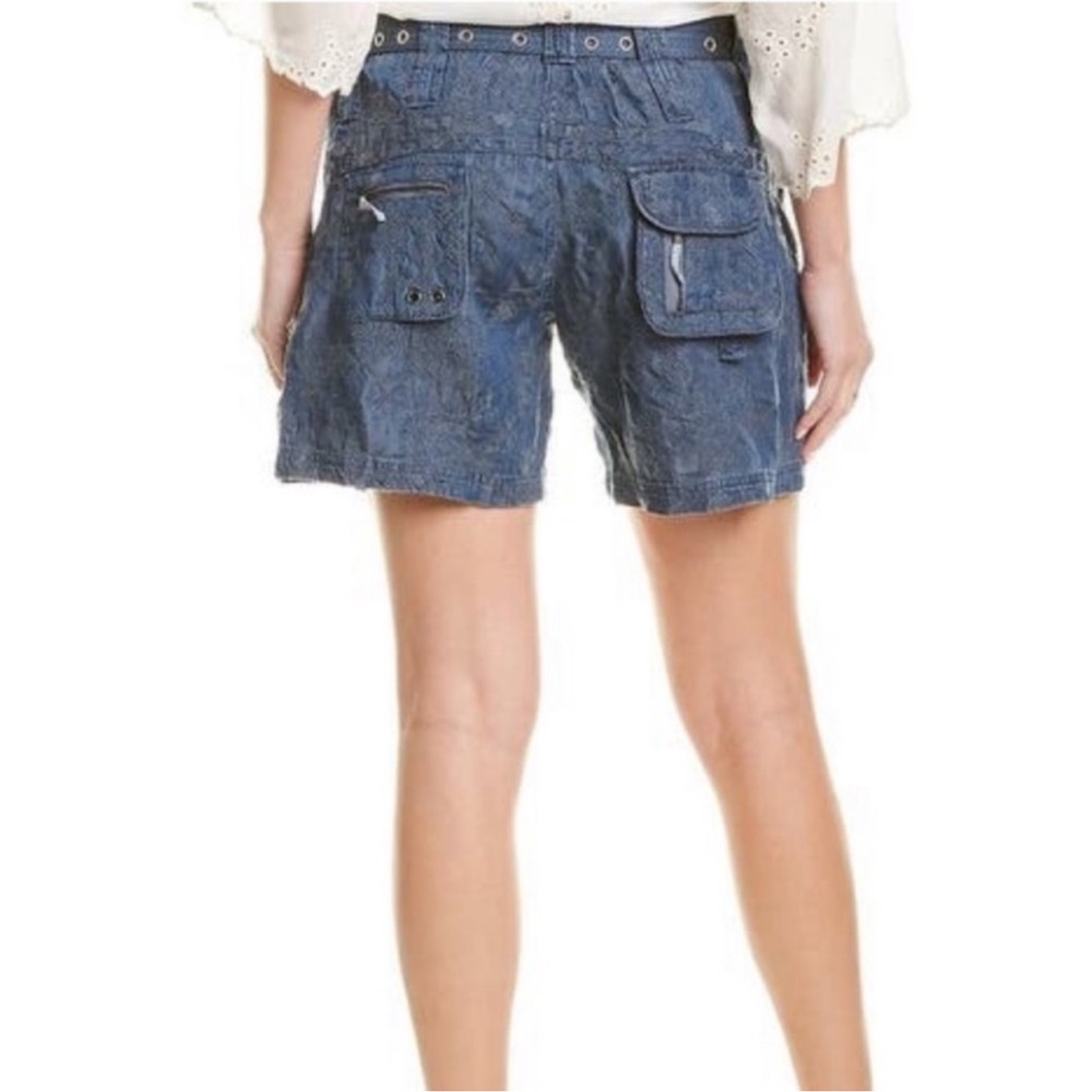 Johhny Was Zuma Embroidered Cargo Denim Shorts with Belt Lyocell‎ Size 12 - Picture 3 of 10
